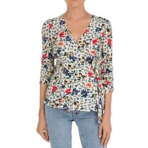 Ba&sh Paco Floral Print Wrap Top in Ecru Size 1‎ (s)